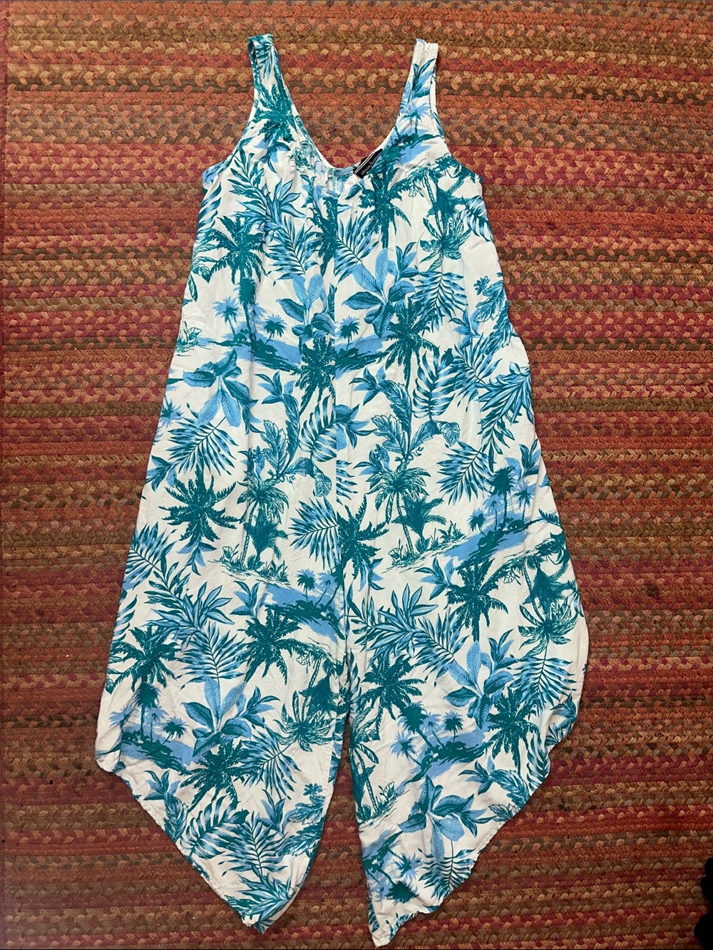 allison/brittney Tropical Teal and White tank Romper playsuit